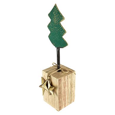 Northlight Metal Tree with Stars & Chunky Wooden Base Christmas Decoration Table Decor