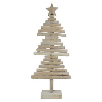 Northlight Rustic Wooden Christmas Tree with Star Decoration Floor Decor