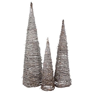 Northlight LED Lighted Rattan Christmas Cone Tree Decorations 3-pk.