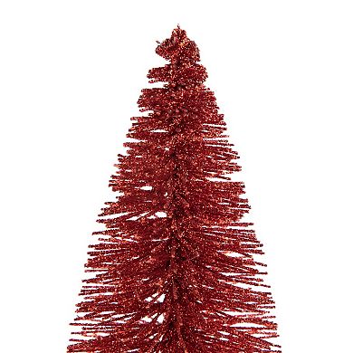 Northlight 12-Inch Glittered Bottlebrush Christmas Tree Table Decor