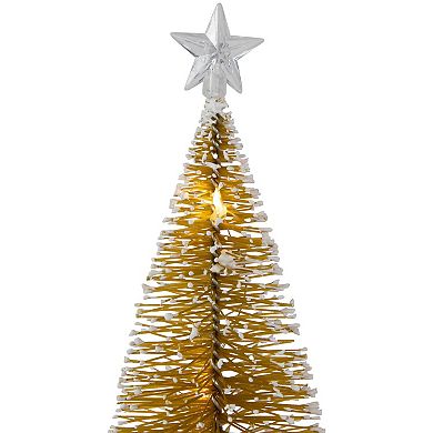 Northlight LED Lighted Mini Bottle Brush Pine Christmas Village Trees Set of 2 Table Decor
