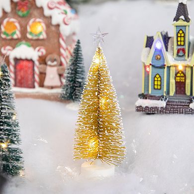 Northlight LED Lighted Mini Bottle Brush Pine Christmas Village Trees Set of 2 Table Decor