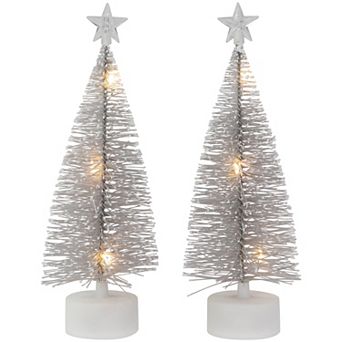 Northlight 2 pc LED Mini Bottle Brush Christmas Village Trees Set