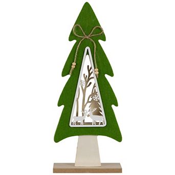 Northlight Woodland Tree with Reindeer Scene Wooden Christmas Decoration Table Decor