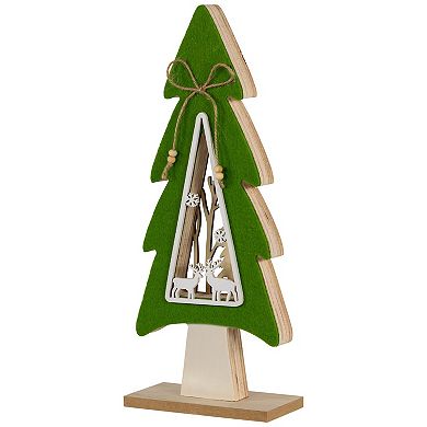 Northlight Woodland Tree with Reindeer Scene Wooden Christmas Decoration Table Decor