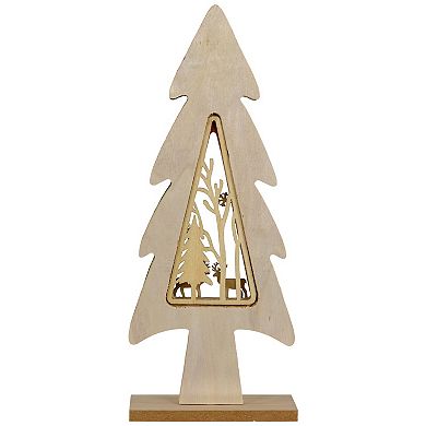 Northlight Woodland Tree with Reindeer Scene Wooden Christmas Decoration Table Decor