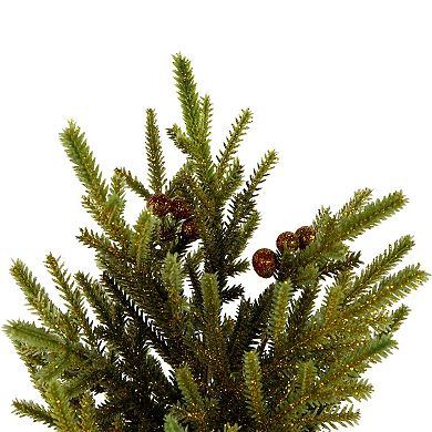 Northlight Mini Pine with Berries Artificial Christmas Tree in Burlap Base Table Decor