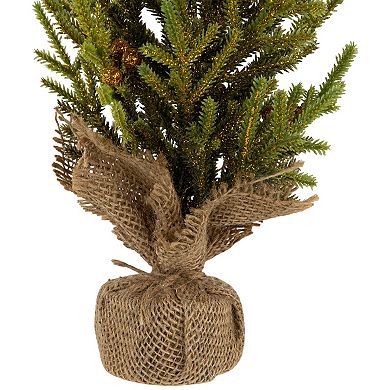 Northlight Mini Pine with Berries Artificial Christmas Tree in Burlap Base Table Decor