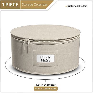 Sorbus Dinner Plates Storage Container with Lid with Felt Protectors 12" x 6.25"