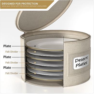 Sorbus Dinner Plates Storage Container with Lid with Felt Protectors 12" x 6.25"