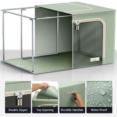 Sorbus 4 Pack Jumbo Foldable Storage Box - Metal Frame, Oxford Fabric with Clear Window & Handles