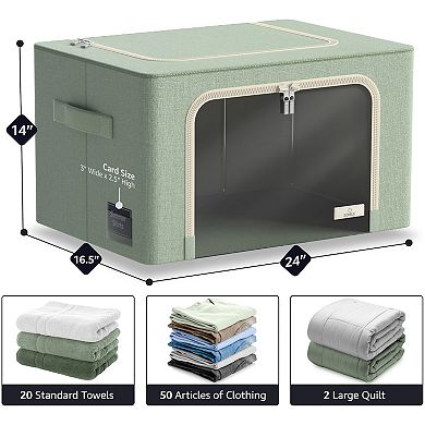 Sorbus 4 Pack Jumbo Foldable Storage Box - Metal Frame, Oxford Fabric with Clear Window & Handles