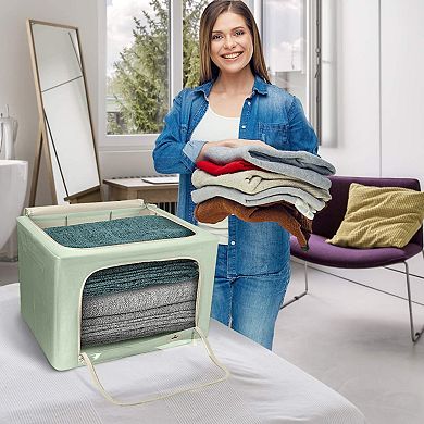 Sorbus 4 Pack Jumbo Foldable Storage Box - Metal Frame, Oxford Fabric with Clear Window & Handles