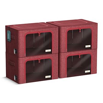 Sorbus 4 Pack Jumbo Foldable Storage Box - Metal Frame, Oxford Fabric with Clear Window & Handles