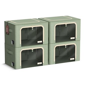 Sorbus 4 Pack Jumbo Foldable Storage Box - Metal Frame, Oxford Fabric with Clear Window & Handles