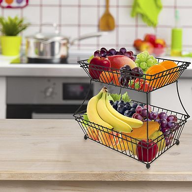 Sorbus 2-Tier Flat-Back Metal Wire Basket - Declutter countertops, kitchen, bathroom, and more