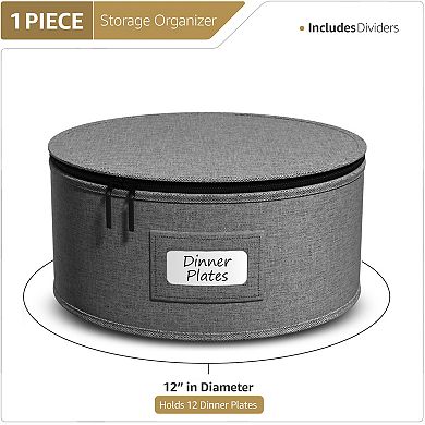 Sorbus Dinner Plates Storage Container with Lid with Felt Protectors 12" x 6.25"