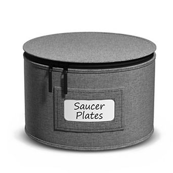 Sorbus Plates Storage with Lid (Holds Service for 12) with Felt Protectors 7.25 x 5