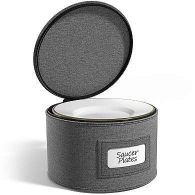 Sorbus Plates Storage with Lid (Holds Service for 12) with Felt Protectors 7.25 x 5