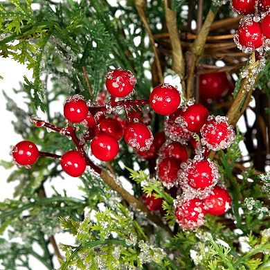 Northlight 27-Inch Icy Pine with Berries Artificial Cone Christmas Tree