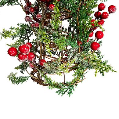 Northlight 27-Inch Icy Pine with Berries Artificial Cone Christmas Tree