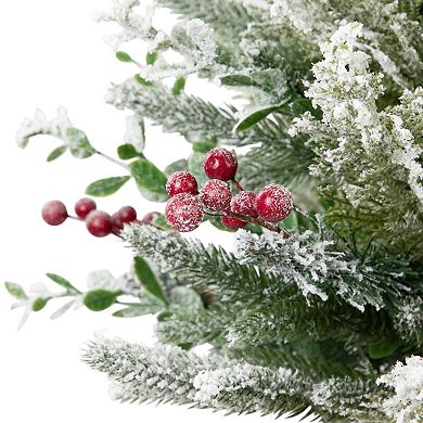 Northlight 24-Inch Artificial Flocked Balsam Pine Mini Christmas Tree in Burlap Base