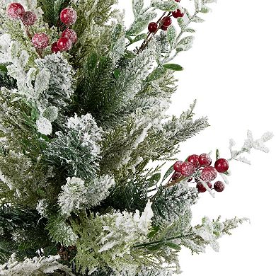 Northlight 24-Inch Artificial Flocked Balsam Pine Mini Christmas Tree in Burlap Base