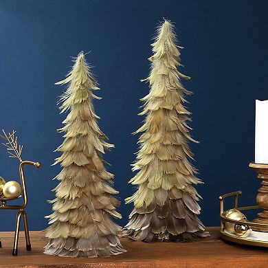 Northlight 15.75-Inch Small Layered Feathers Cone Tree Christmas Table Decor