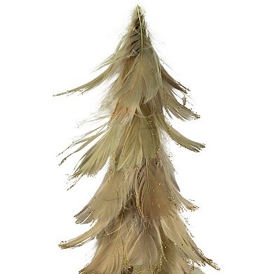 Northlight 15.75-Inch Small Layered Feathers Cone Tree Christmas Table Decor