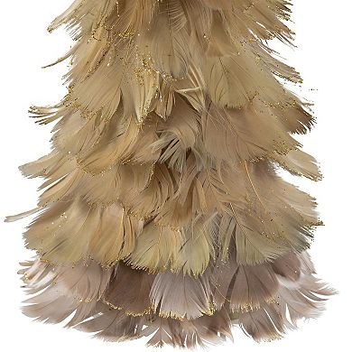 Northlight 15.75-Inch Small Layered Feathers Cone Tree Christmas Table Decor