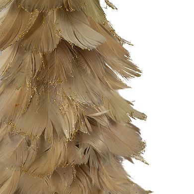 Northlight 15.75-Inch Small Layered Feathers Cone Tree Christmas Table Decor