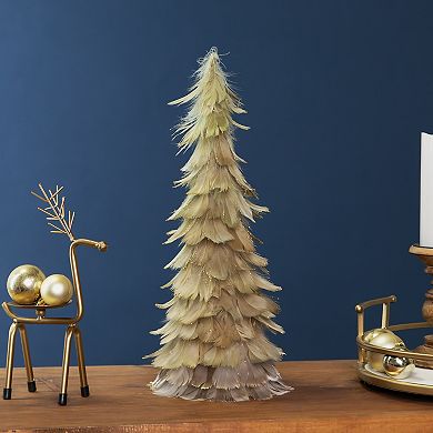 Northlight 15.75-Inch Small Layered Feathers Cone Tree Christmas Table Decor