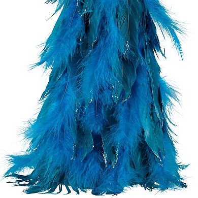 Northlight Two-Tone Layered Glitter Feather Cone Tree Floor Decor
