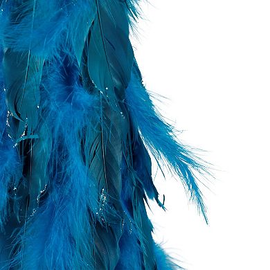 Northlight Two-Tone Layered Glitter Feather Cone Tree Floor Decor