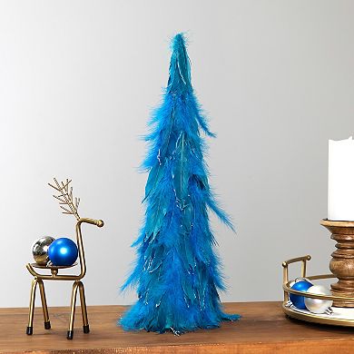 Northlight Two-Tone Layered Glitter Feather Cone Tree Floor Decor