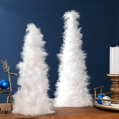 Northlight 19.5-Inches Layered Wispy Feather Cone Tree Christmas Decor