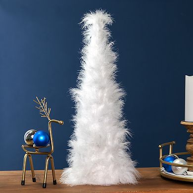 Northlight 19.5-Inches Layered Wispy Feather Cone Tree Christmas Decor