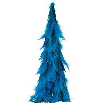 Northlight 16 in Small Two-Tone Layered Feathers Artificial Cone Tree Christmas Decor
