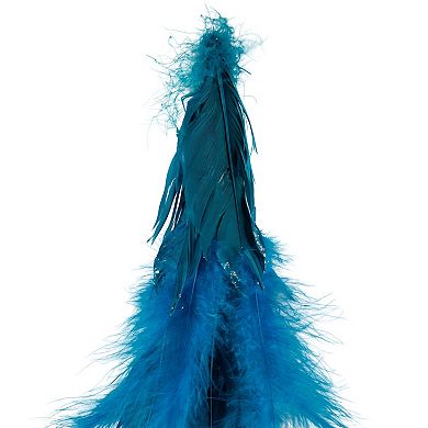 Northlight 16-in. Small Two-Tone Layered Feathers Artificial Cone Tree Christmas Decor