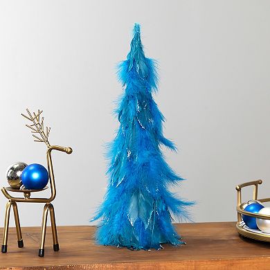 Northlight 16-in. Small Two-Tone Layered Feathers Artificial Cone Tree Christmas Decor