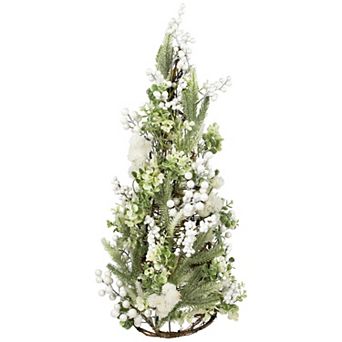 Northlight 27-Inch Glittered Berries & Pine Artificial Cone Christmas Tree