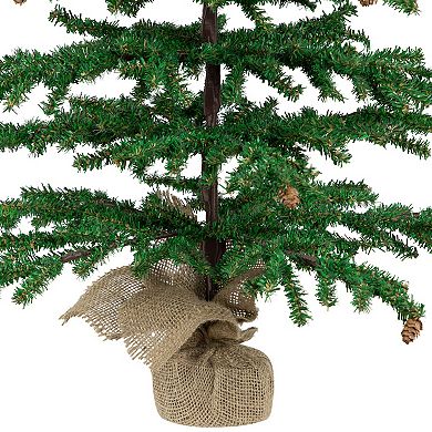 Northlight 3-ft. Artificial Christmas Tree with Mini Pine Cones & Burlap Base