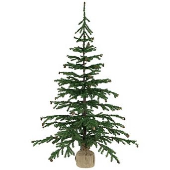 Northlight 4-ft. Artificial Christmas Tree with Pine Cones & Burlap Base