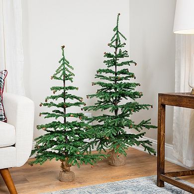 Northlight 4-ft. Artificial Christmas Tree with Pine Cones & Burlap Base