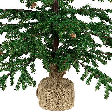 Northlight 4-ft. Artificial Christmas Tree with Pine Cones & Burlap Base