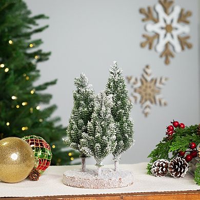 Northlight 8-Inch Frosted Pine Artificial Christmas Tree Trio