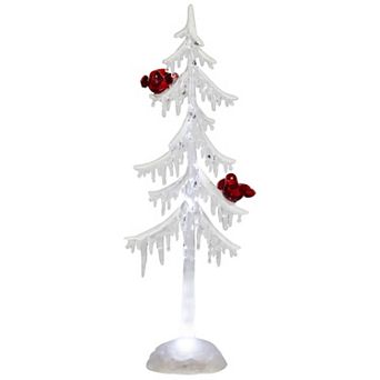 Northlight 14-Inch LED Acrylic Icicle Christmas Tree with Cardinals