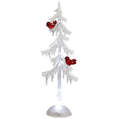 Northlight 14-Inch LED Acrylic Icicle Christmas Tree with Cardinals