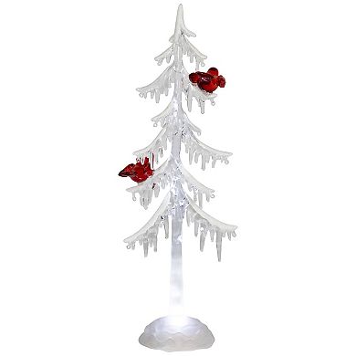 Northlight 14-Inch LED Acrylic Icicle Christmas Tree with Cardinals