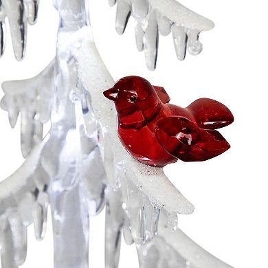 Northlight 14-Inch LED Acrylic Icicle Christmas Tree with Cardinals